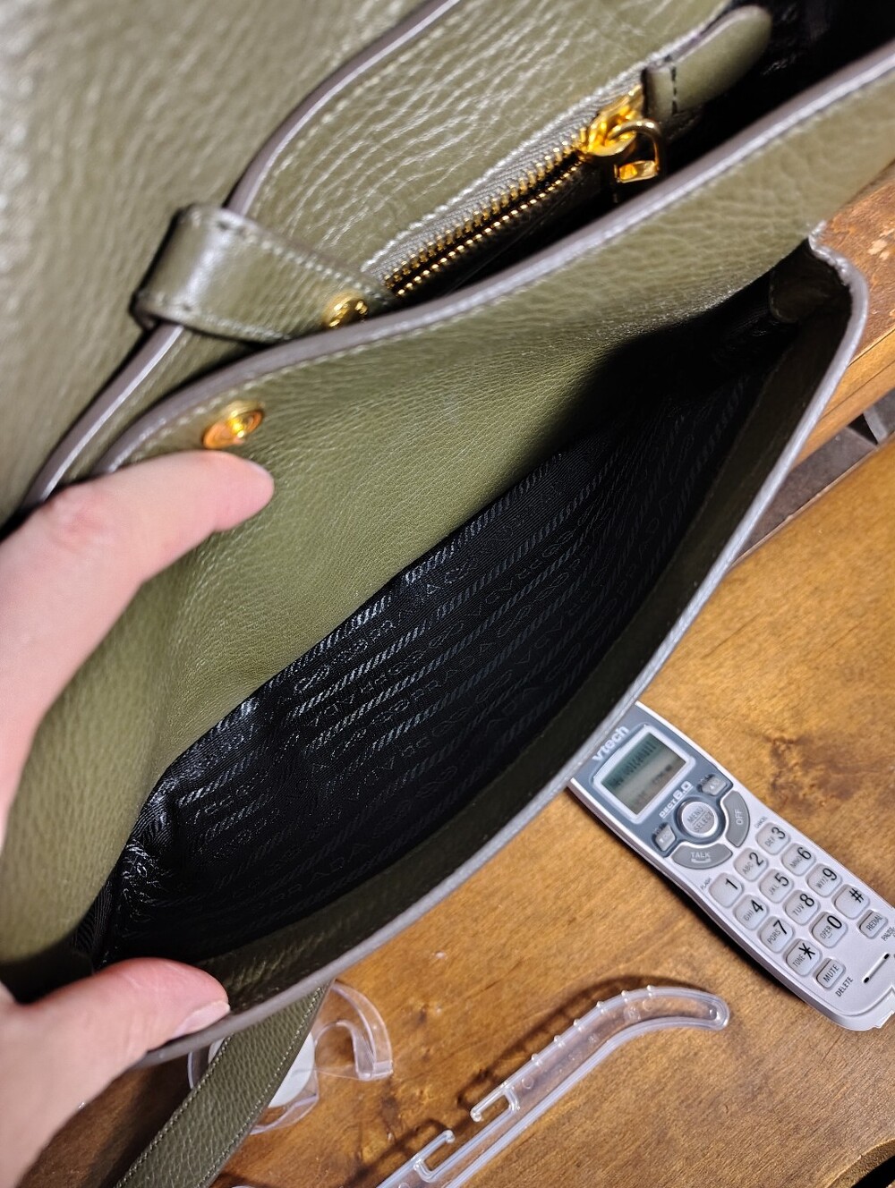 Prada Olive Green Leather Crossbody Bag - Picture 13 of 16